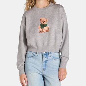 Liv & Lottie Crop Gray Teddy Bear Sweatshirt